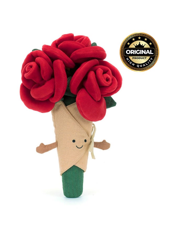 Jellycat دميّة باقة الورد المرحة - لعبة محشوة ناعمة بأرجل كوردية، هدية عيد الحب لطيفة للأطفال والبالغين، مجموعة جليكات، 30 سم - Image 1